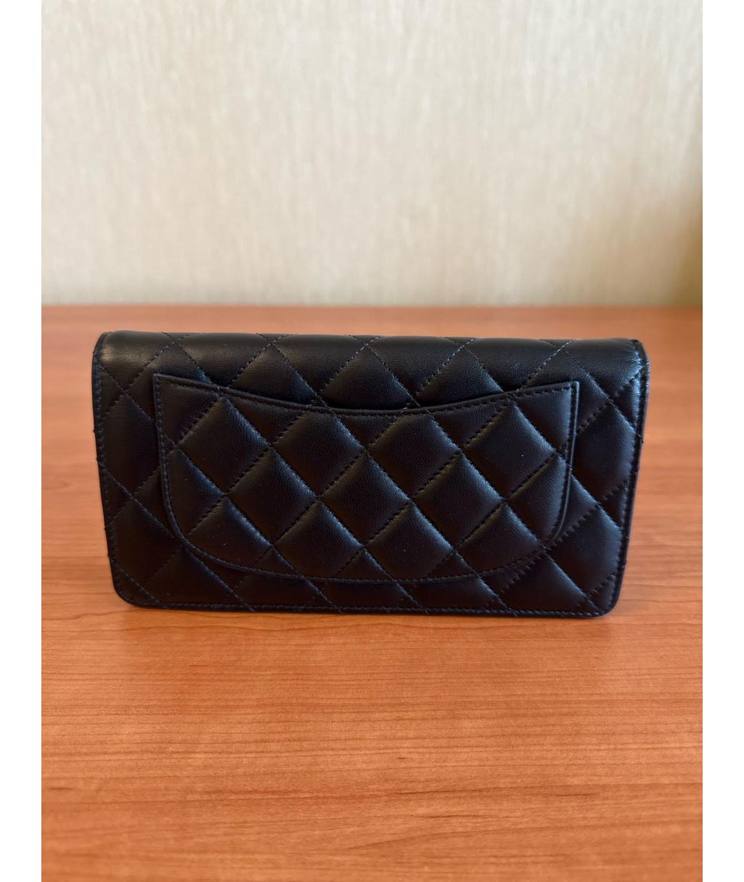 CHANEL Черный кожаный кошелек, фото 3