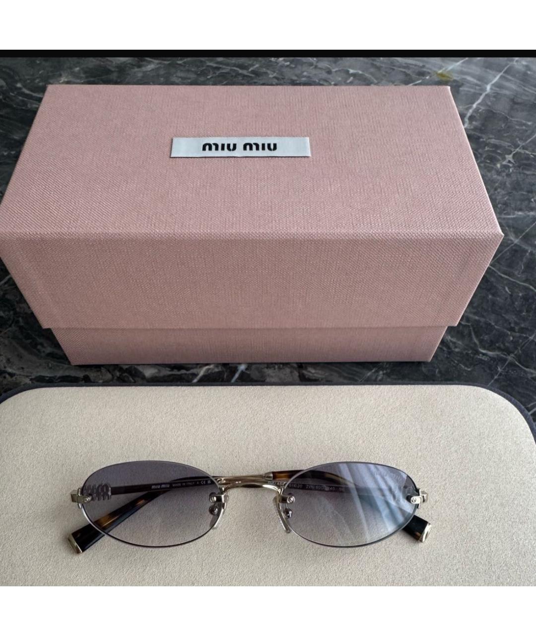 MIU MIU Голубые металлические солнцезащитные очки, фото 4