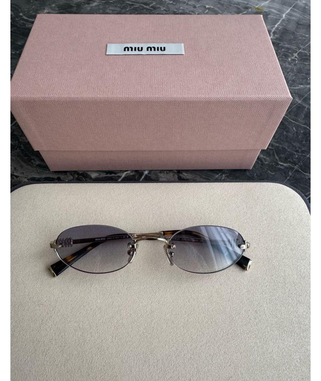 MIU MIU Голубые металлические солнцезащитные очки, фото 2