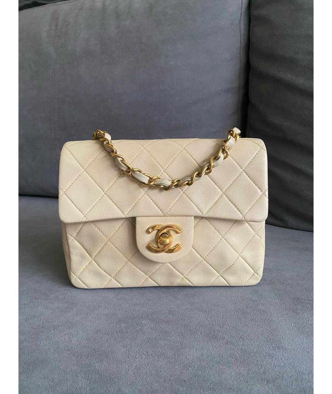 CHANEL Бежевая кожаная сумка через плечо, фото 9
