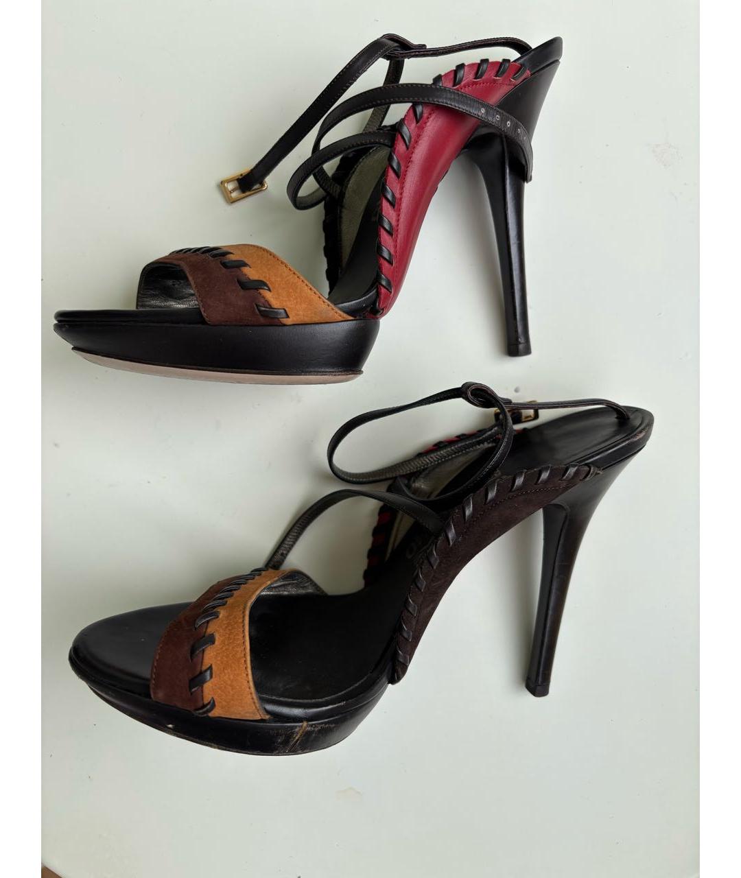 FERRAGAMO Коричневые нубуковые босоножки, фото 5
