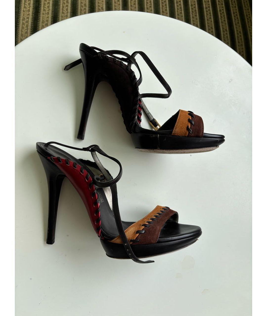 FERRAGAMO Коричневые нубуковые босоножки, фото 7