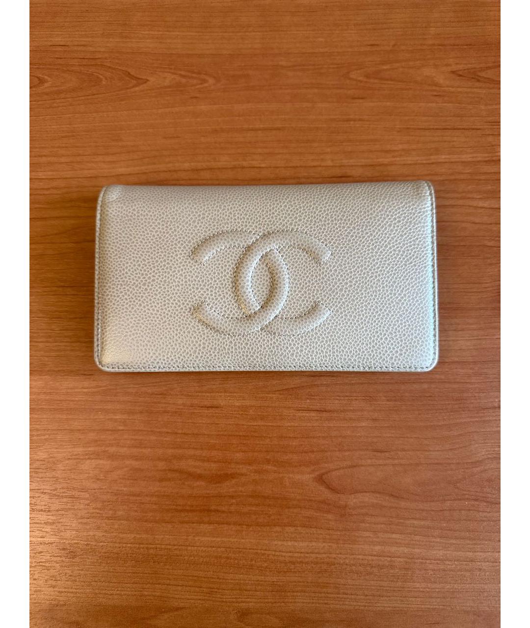 CHANEL Бежевый кожаный кошелек, фото 5