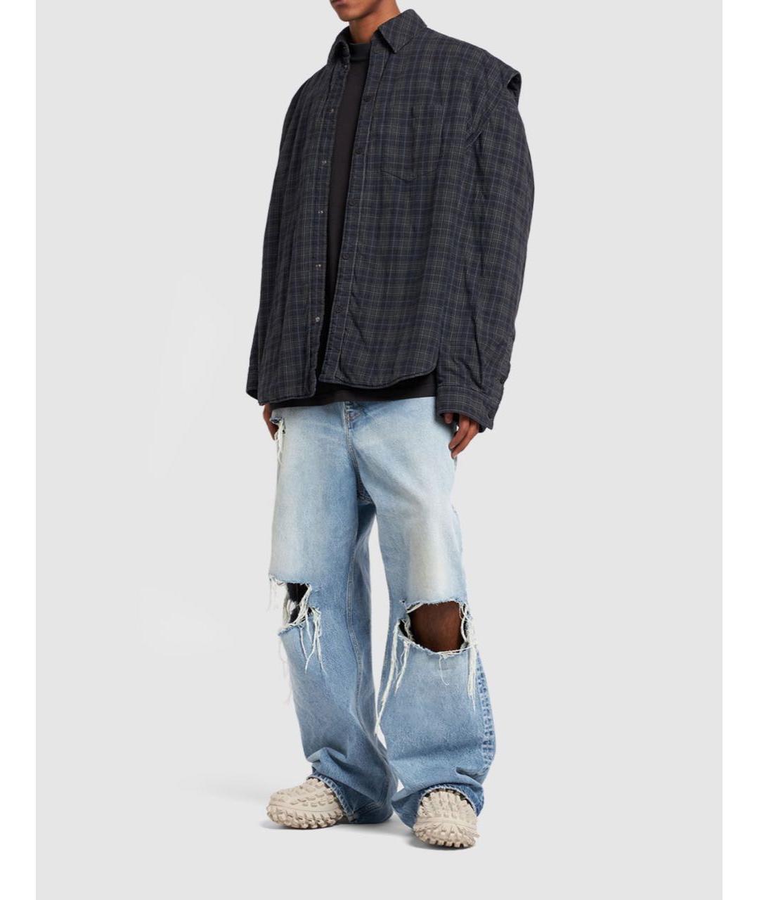 BALENCIAGA Темно-синяя хлопковая кэжуал рубашка, фото 3