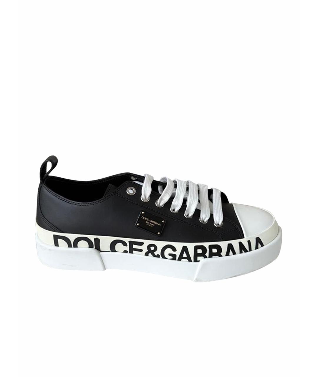 DOLCE&GABBANA Черные кожаные кеды, фото 7