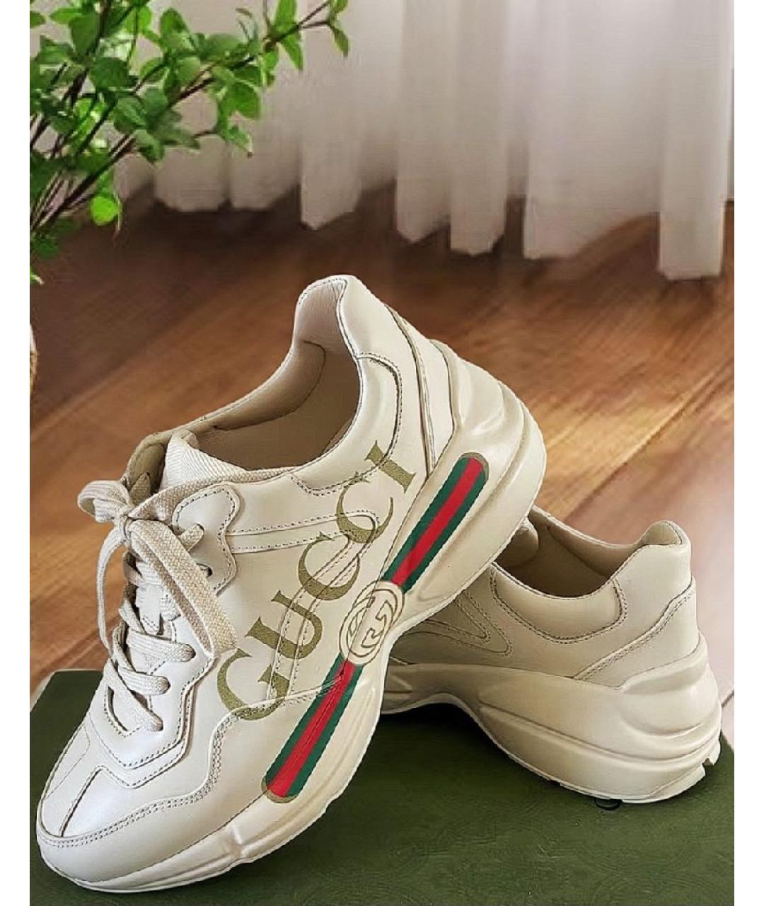 GUCCI Бежевые кроссовки, фото 7