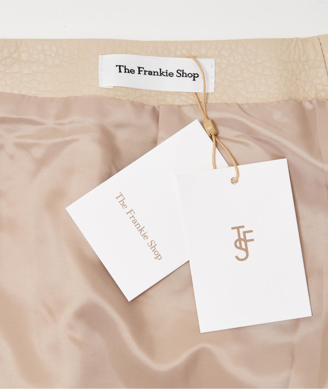 THE FRANKIE SHOP Бежевая полиуретановая юбка миди, фото 3