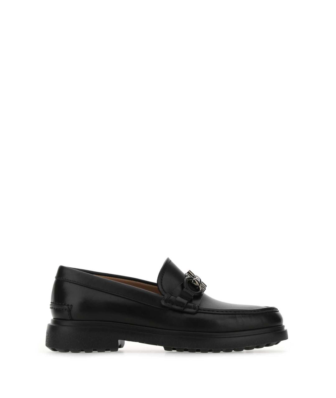 FERRAGAMO Черные кожаные лоферы, фото 1