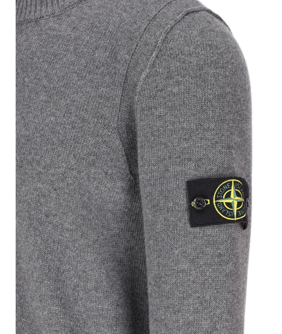 STONE ISLAND Серый шерстяной джемпер / свитер, фото 2