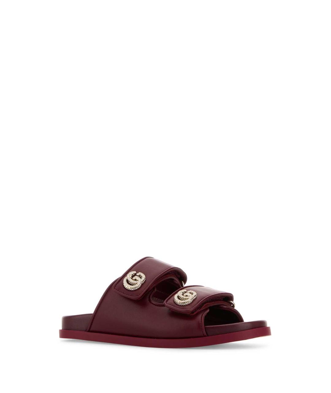 GUCCI Бордовые кожаные босоножки, фото 2