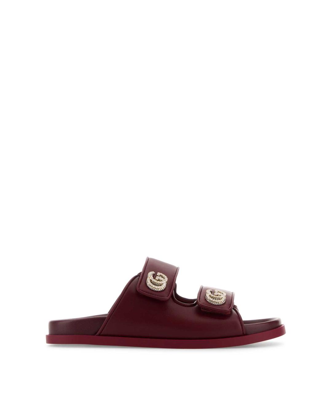 GUCCI Бордовые кожаные босоножки, фото 1