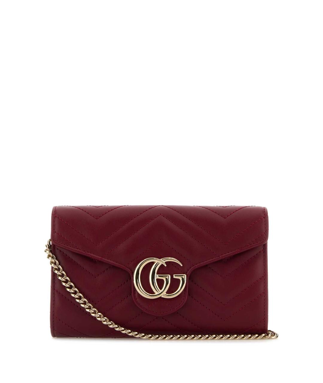 GUCCI Бордовая кожаная сумка через плечо, фото 1