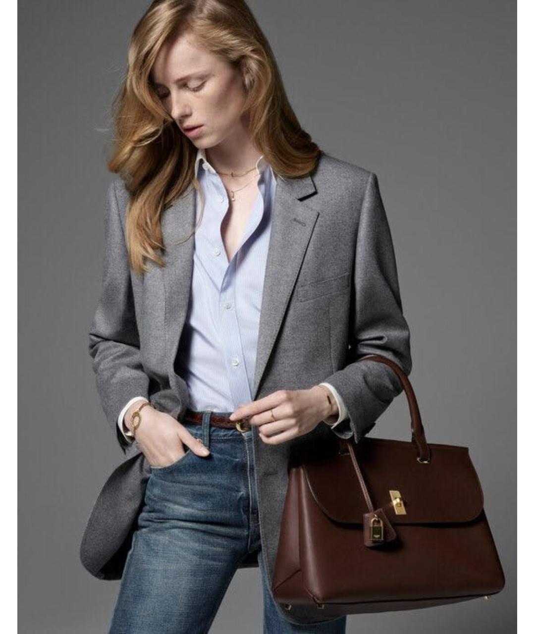 CELINE Коричневая кожаная сумка через плечо, фото 4