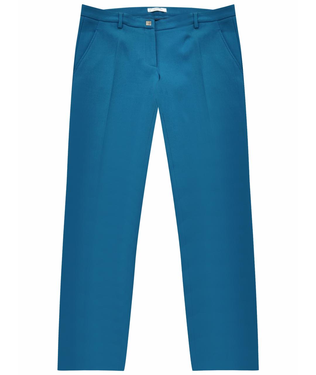 VERSACE COLLECTION Голубые полиэстеровые прямые брюки, фото 1