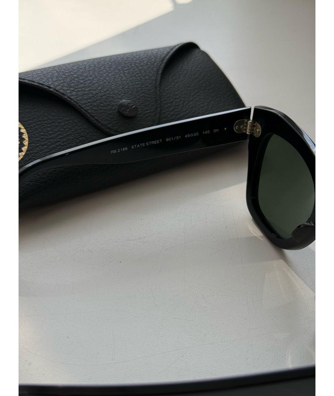 RAY BAN Черные пластиковые солнцезащитные очки, фото 5