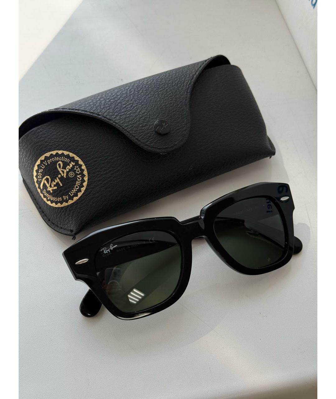 RAY BAN Черные пластиковые солнцезащитные очки, фото 4