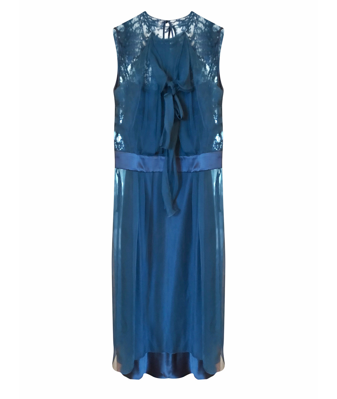ALBERTA FERRETTI Бирюзовое шелковое повседневное платье, фото 1