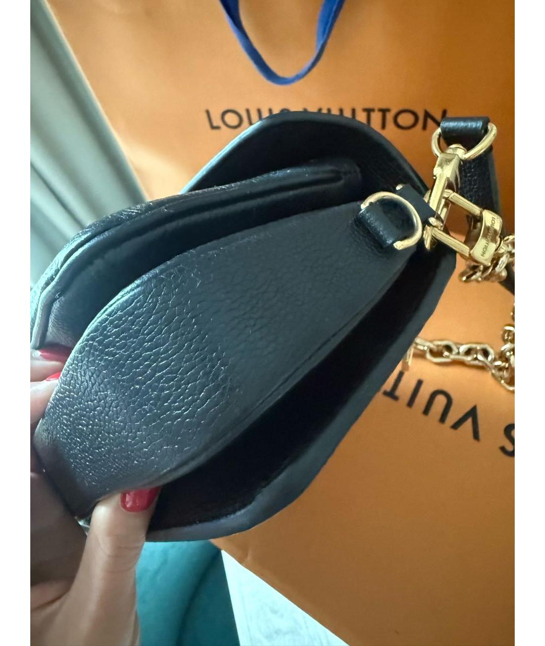 LOUIS VUITTON Черная кожаная сумка через плечо, фото 7