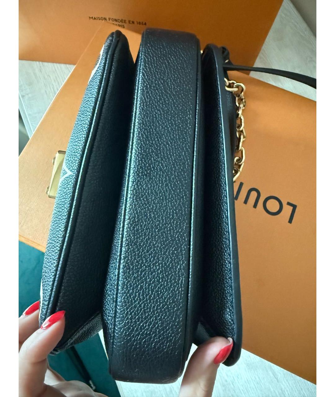 LOUIS VUITTON Черная кожаная сумка через плечо, фото 5