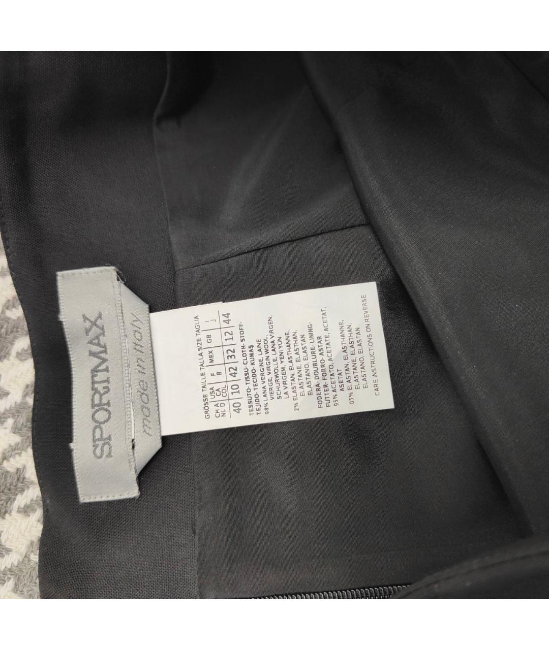 SPORTMAX Черная шерстяная юбка макси, фото 2