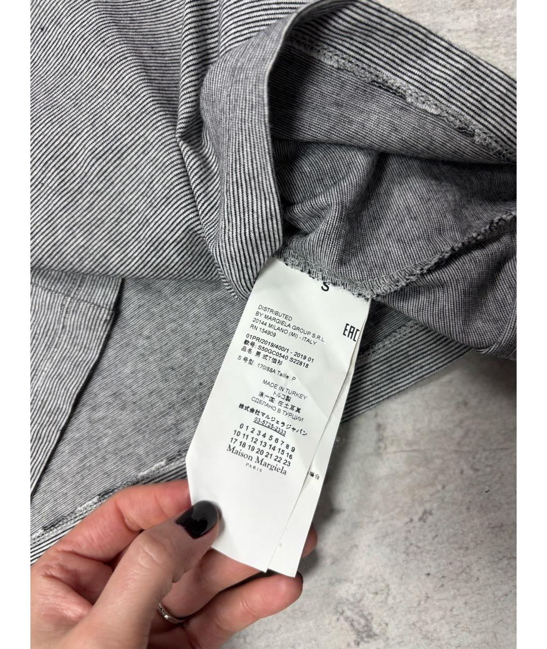 MM6 MAISON MARGIELA Серая хлопковая футболка, фото 4