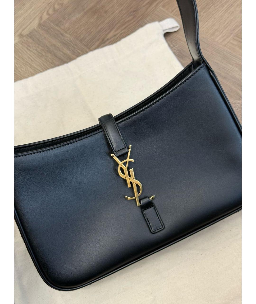 SAINT LAURENT Черная кожаная сумка с короткими ручками, фото 3