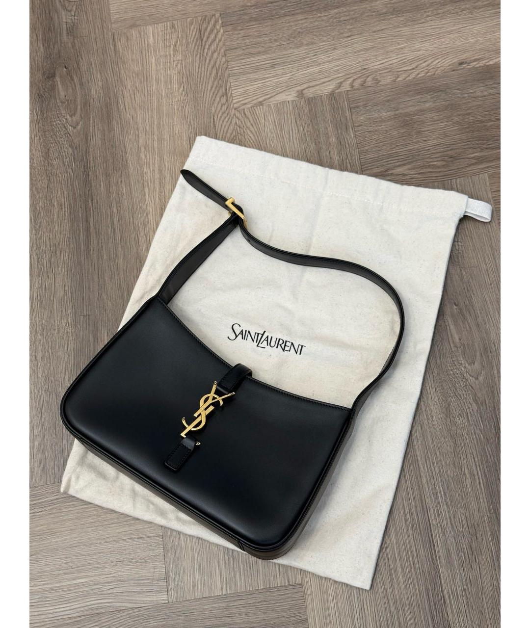 SAINT LAURENT Черная кожаная сумка с короткими ручками, фото 9