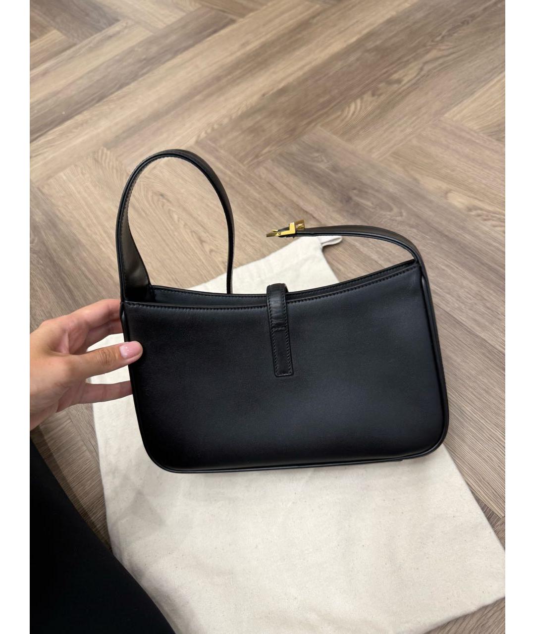 SAINT LAURENT Черная кожаная сумка с короткими ручками, фото 7