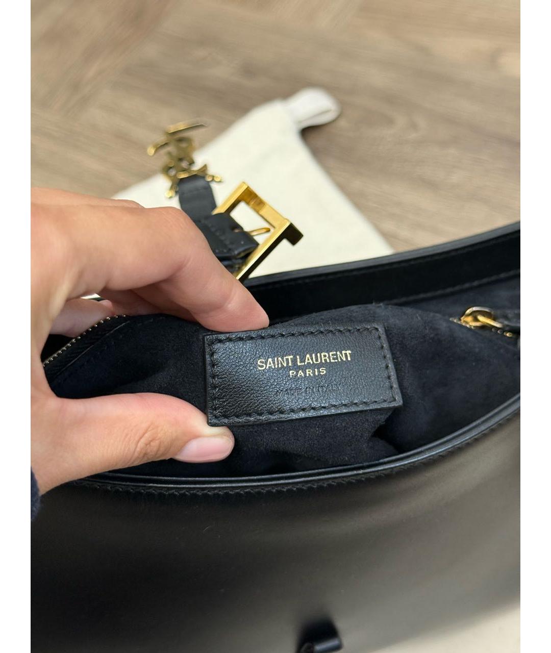 SAINT LAURENT Черная кожаная сумка с короткими ручками, фото 5