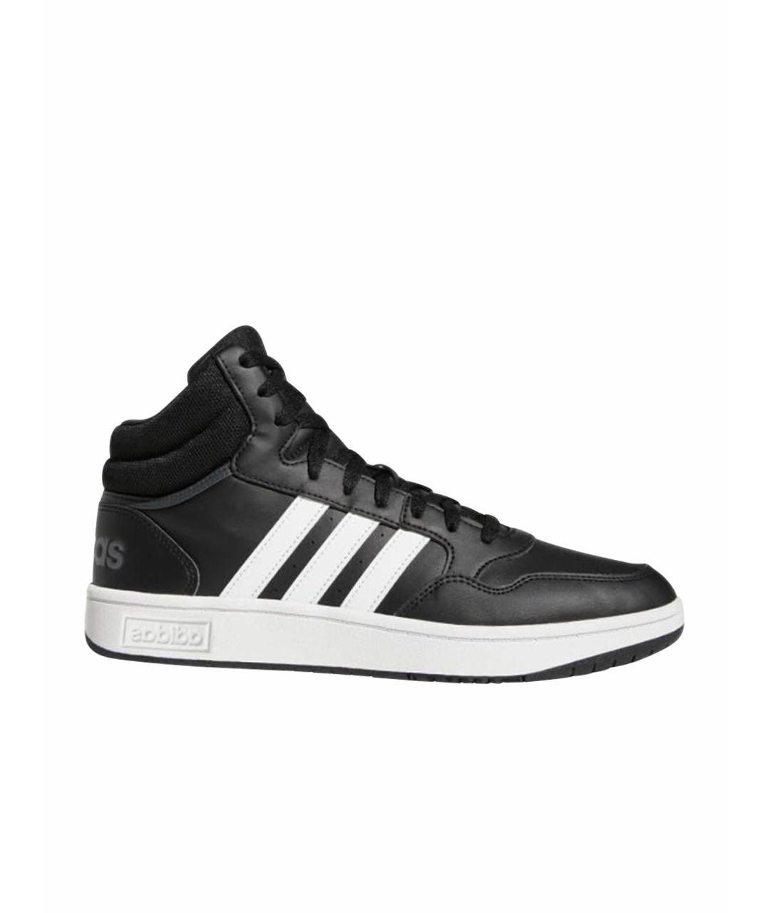 ADIDAS Черные кожаные высокие кроссовки / кеды, фото 1