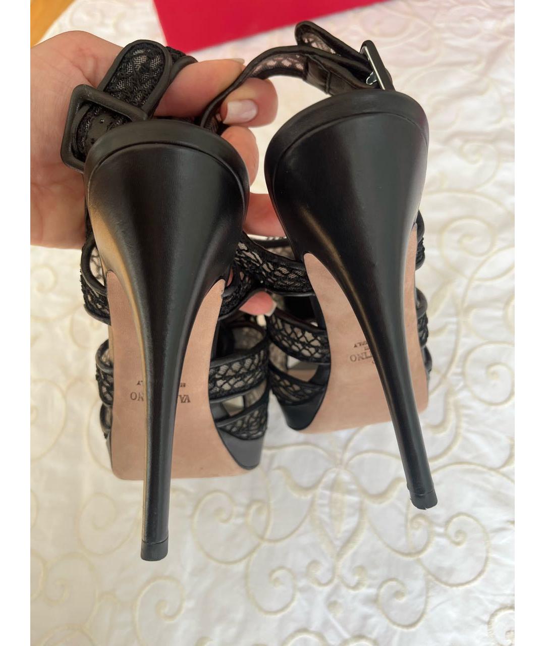 VALENTINO Черные текстильные босоножки, фото 4