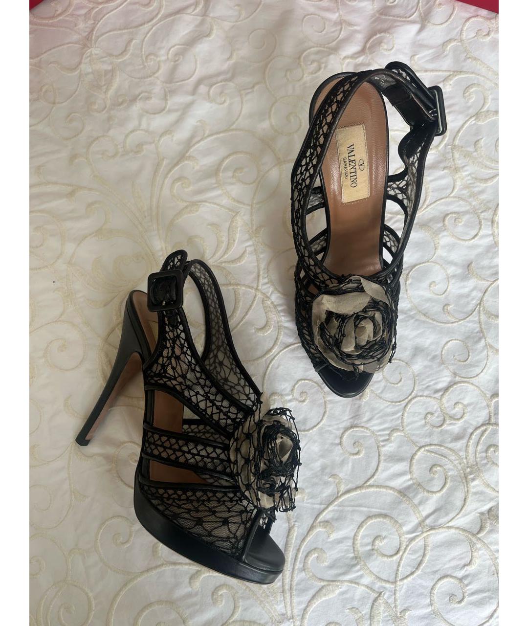VALENTINO Черные текстильные босоножки, фото 8