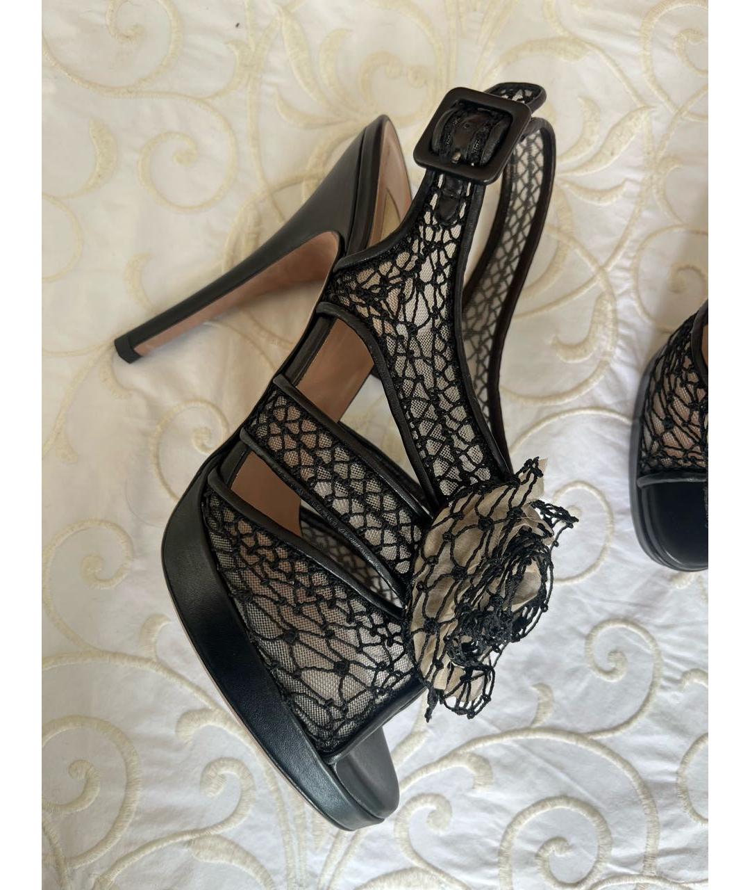 VALENTINO Черные текстильные босоножки, фото 9