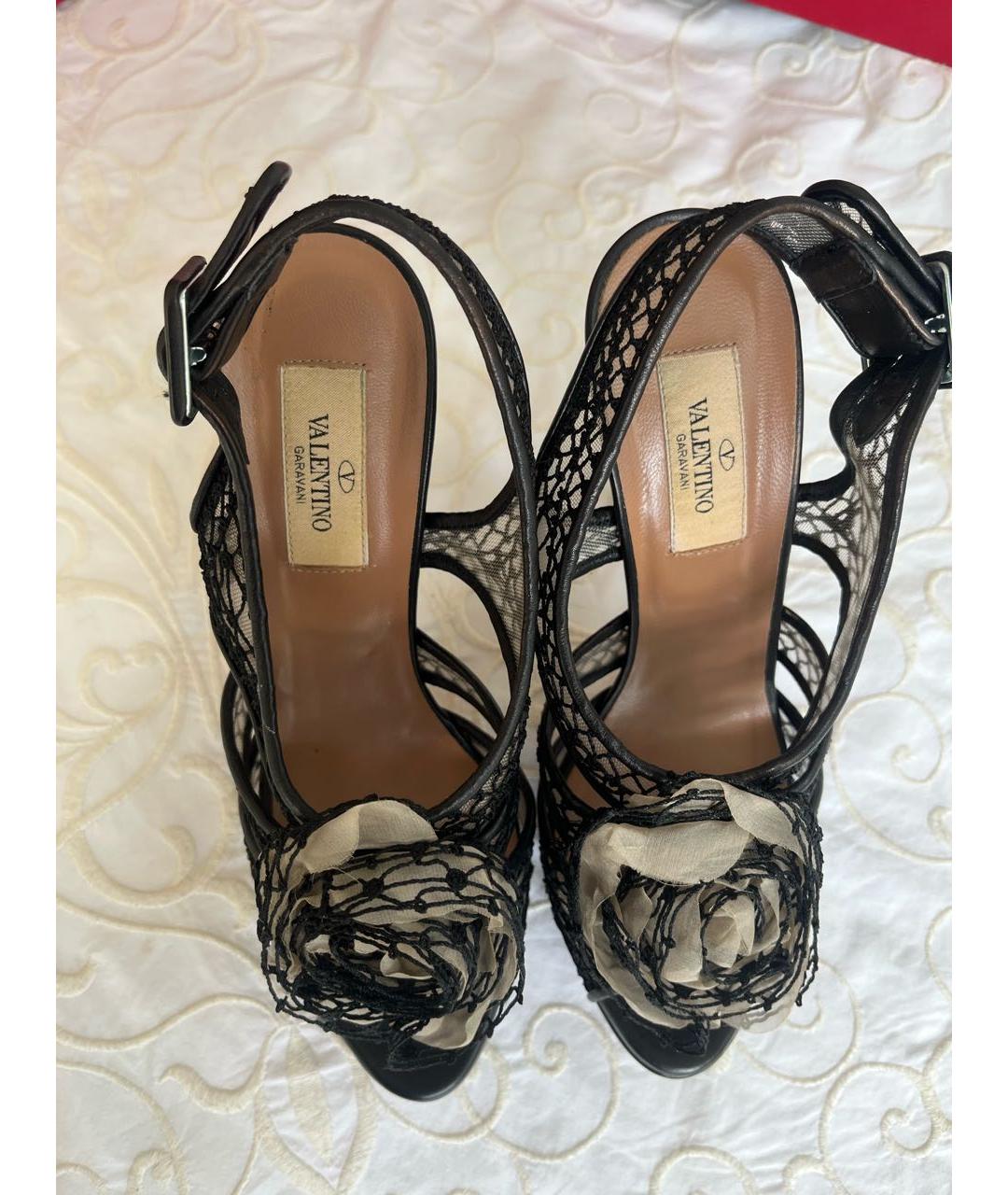 VALENTINO Черные текстильные босоножки, фото 2