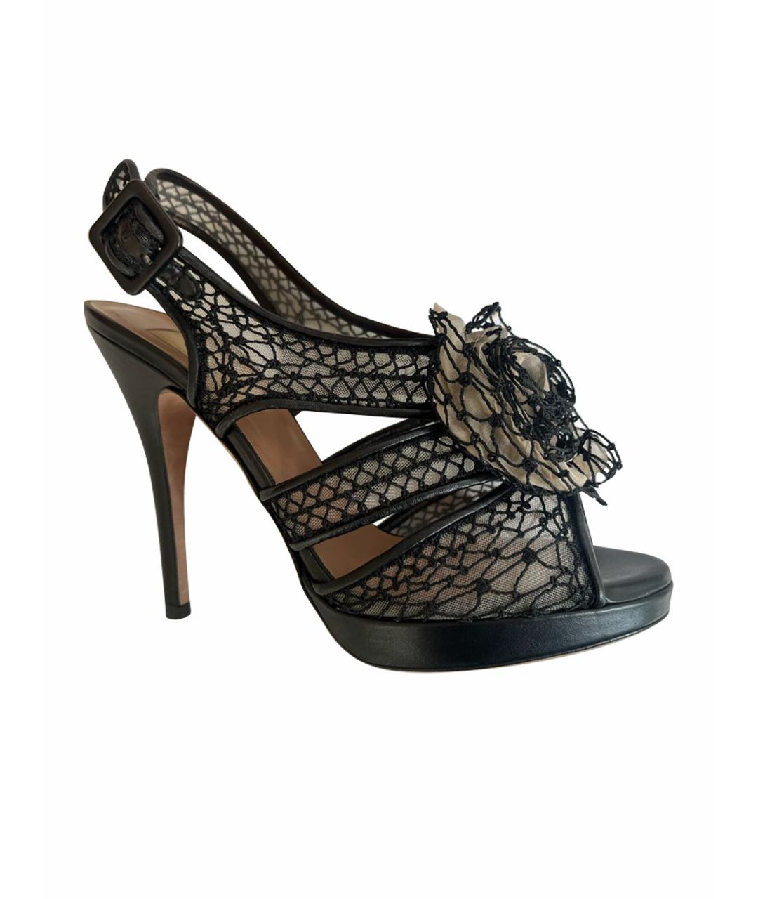 VALENTINO Черные текстильные босоножки, фото 1