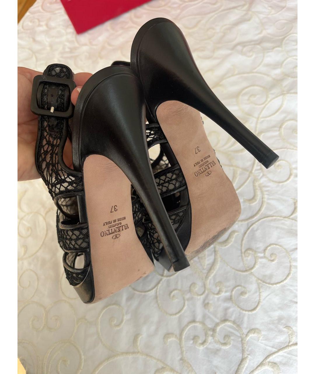 VALENTINO Черные текстильные босоножки, фото 5