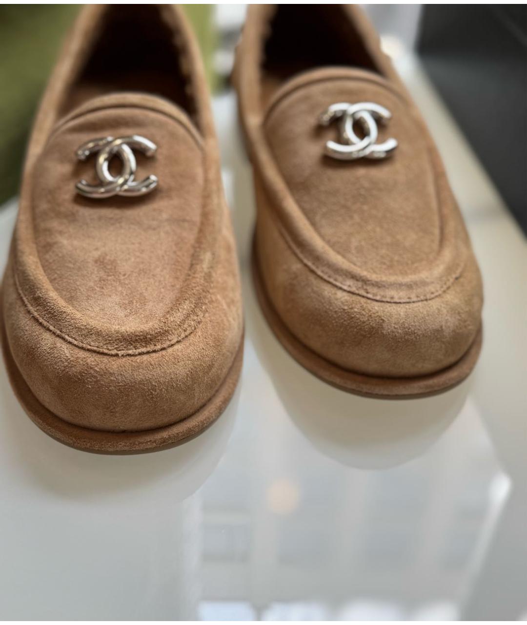 CHANEL Бежевые замшевые лоферы, фото 3