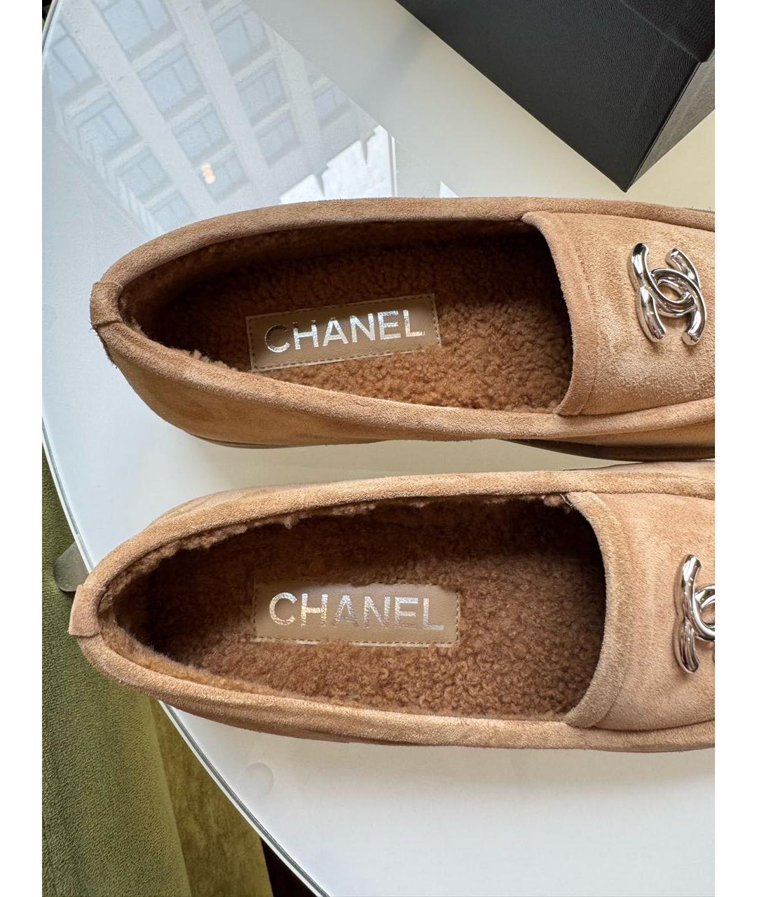 CHANEL Бежевые замшевые лоферы, фото 7