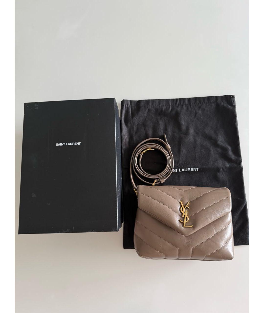 SAINT LAURENT Бежевая кожаная сумка через плечо, фото 2