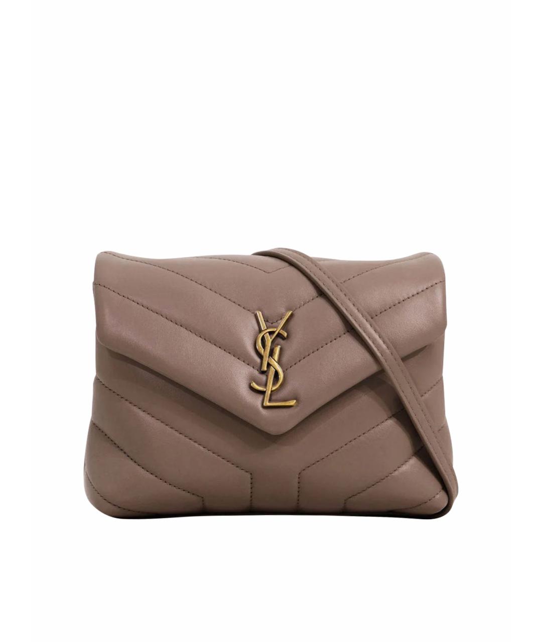SAINT LAURENT Бежевая кожаная сумка через плечо, фото 1