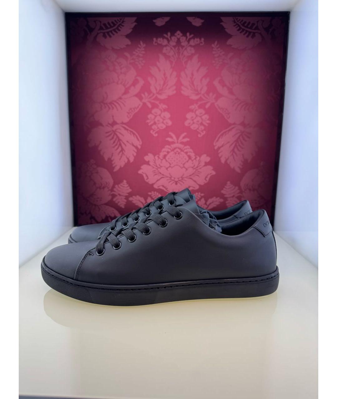 DOLCE&GABBANA Черные кожаные кеды, фото 9