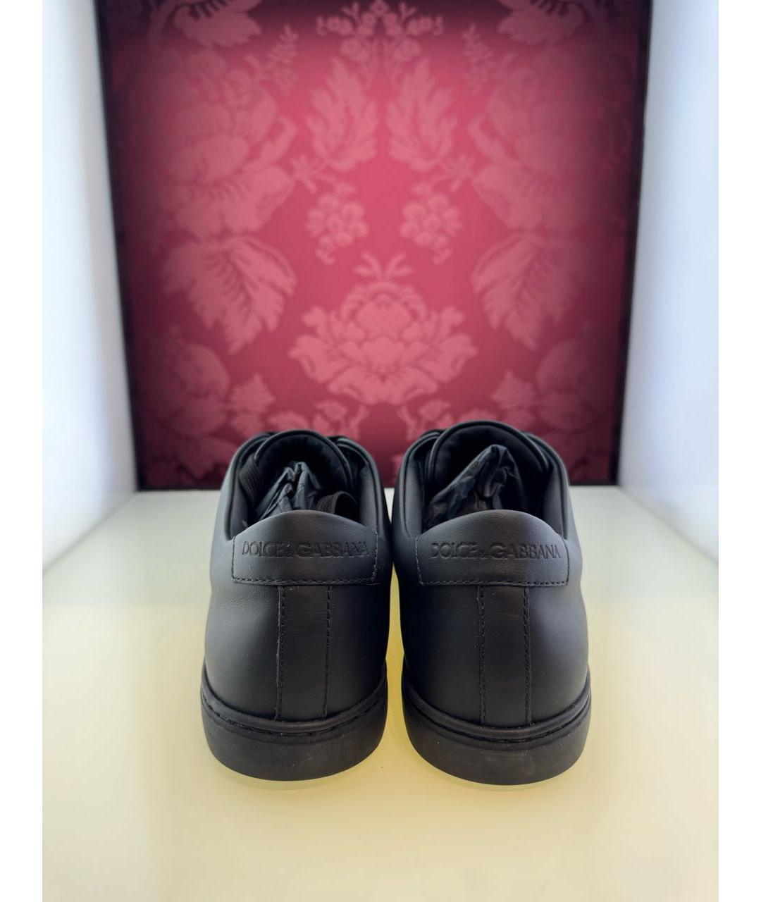 DOLCE&GABBANA Черные кожаные кеды, фото 4