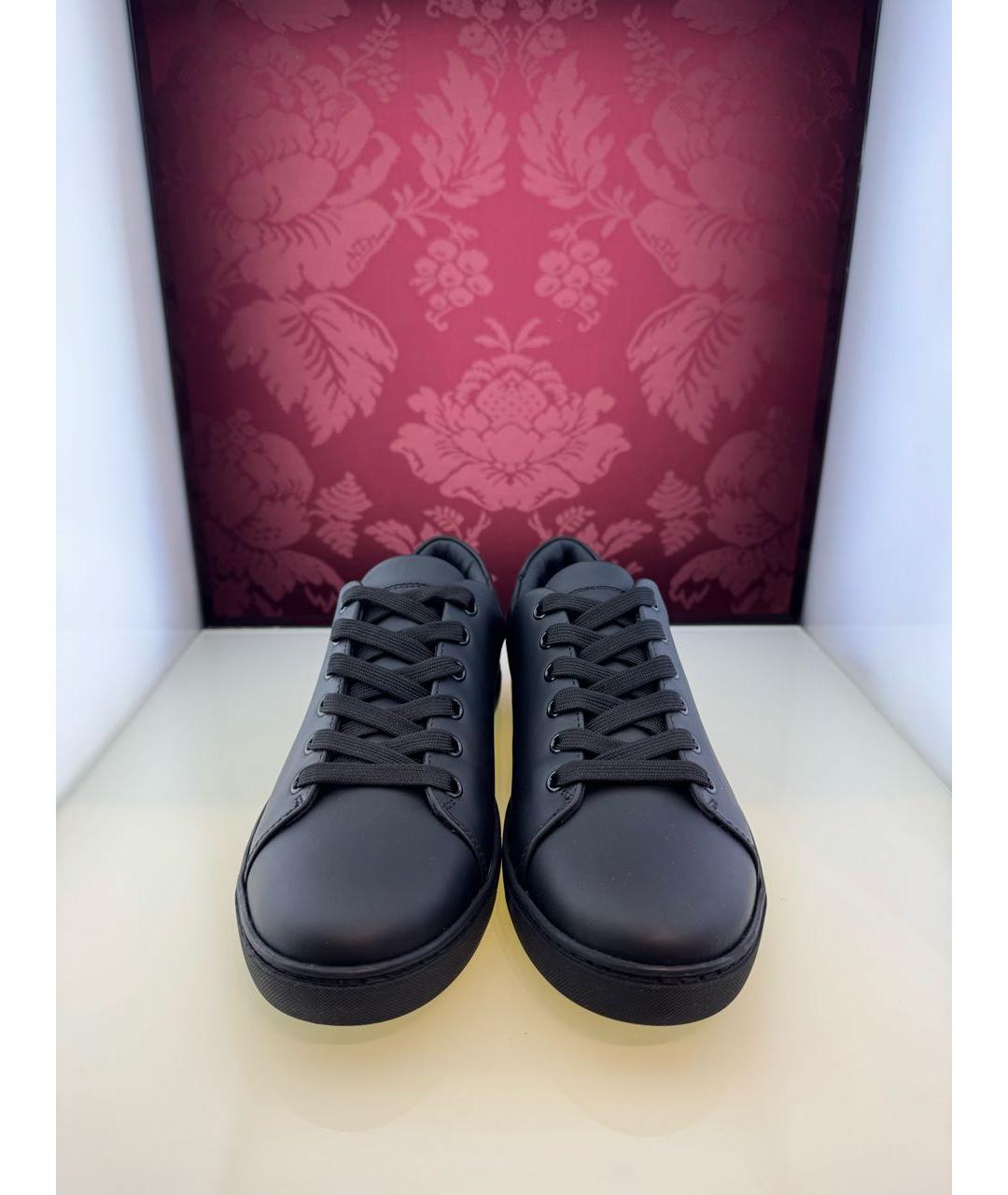 DOLCE&GABBANA Черные кожаные кеды, фото 2