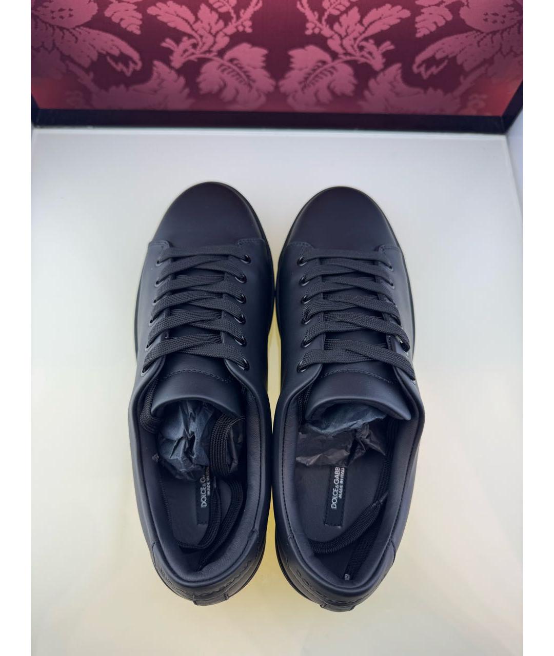 DOLCE&GABBANA Черные кожаные кеды, фото 3