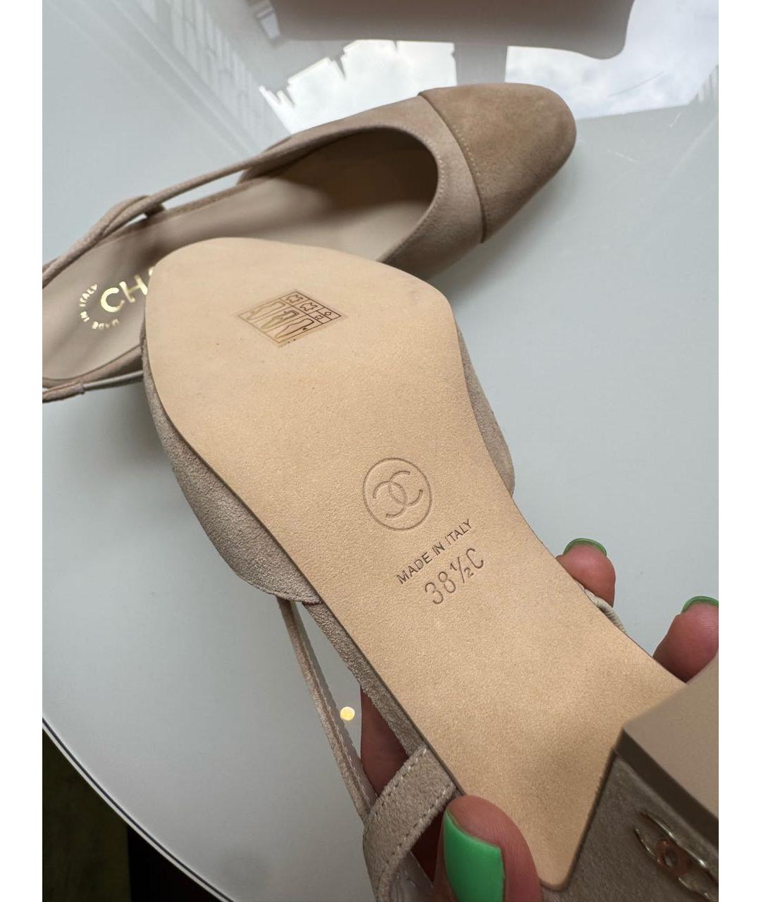 CHANEL Бежевые замшевые туфли, фото 3