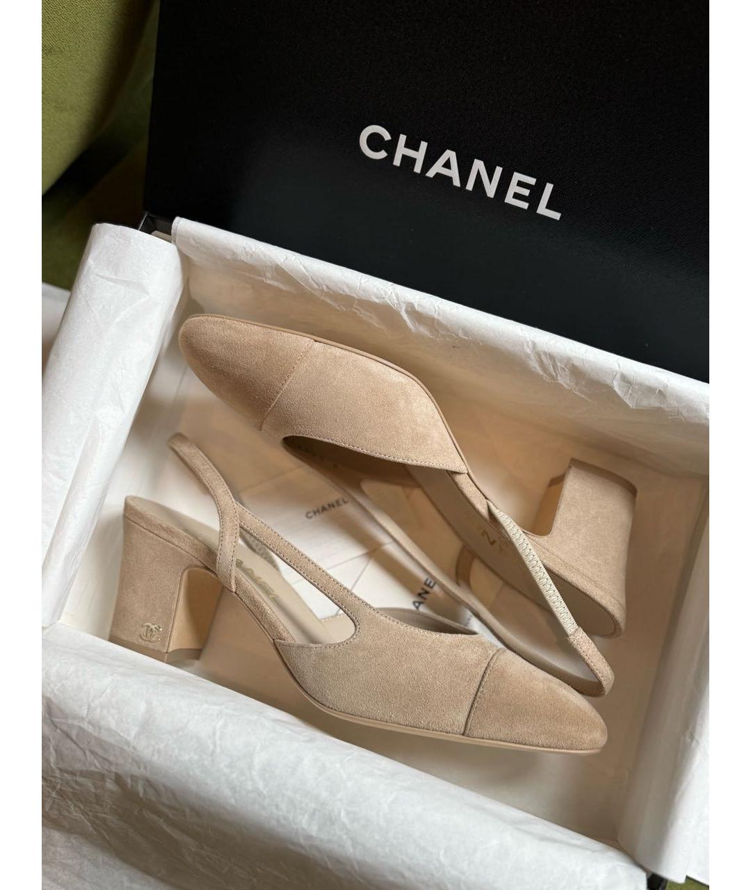 CHANEL Бежевые замшевые туфли, фото 8
