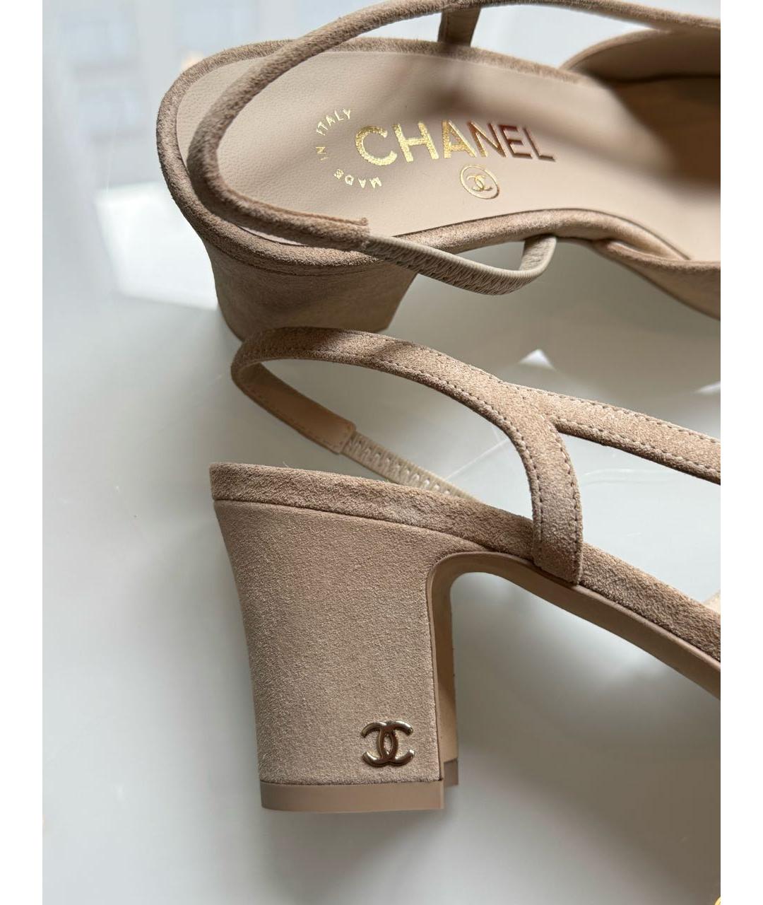 CHANEL Бежевые замшевые туфли, фото 4