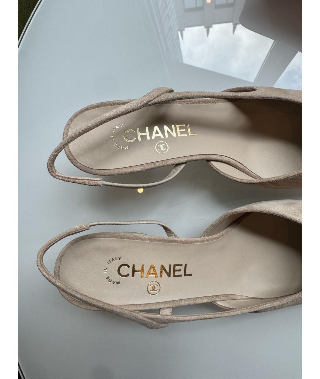 CHANEL Бежевые замшевые туфли, фото 7