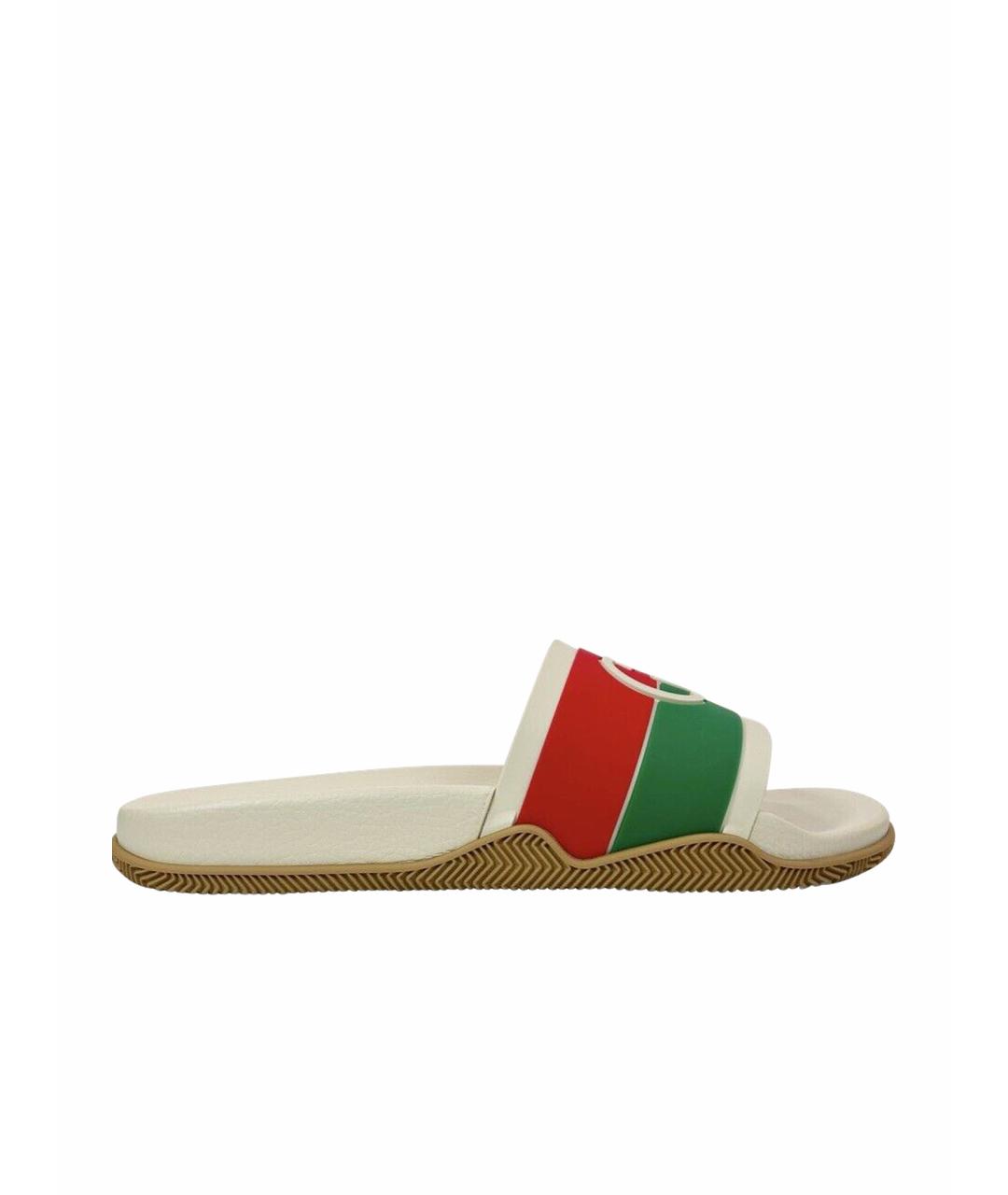 GUCCI Бежевые резиновые сандалии и шлепанцы, фото 1