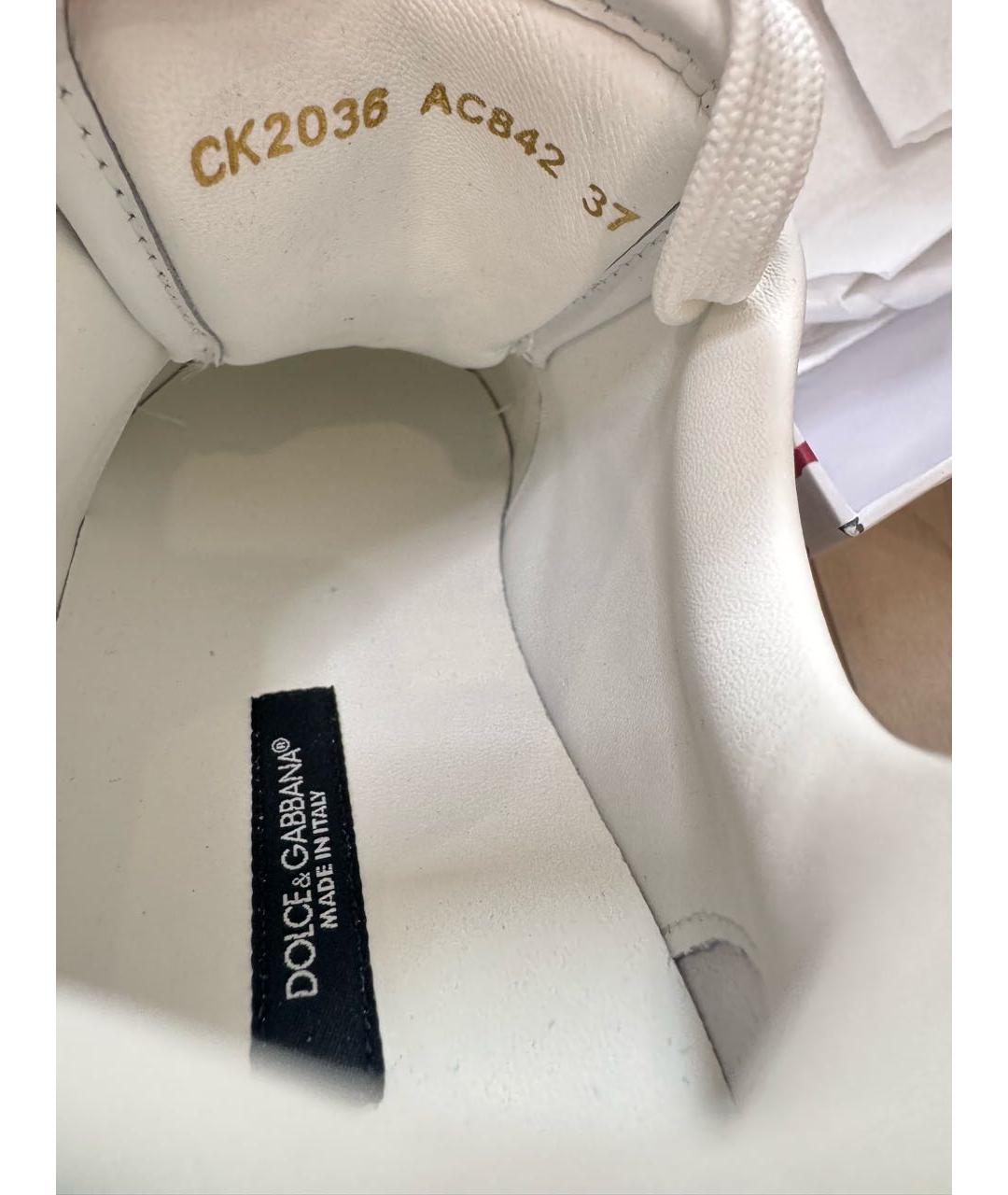DOLCE&GABBANA Белые кожаные кеды, фото 6
